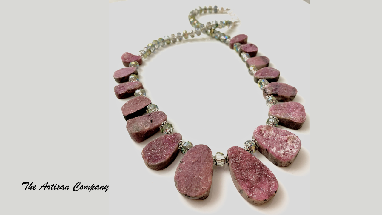 Cobalto Calcite Stone Drop Necklace #1