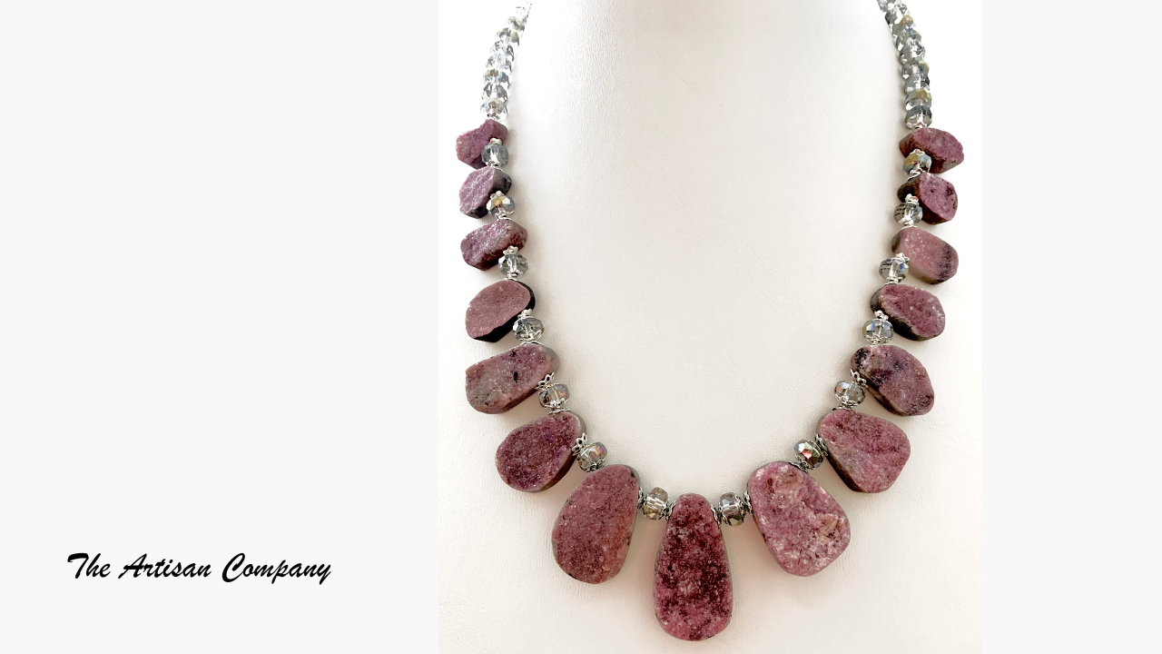 Cobalto Calcite Stone Drop Necklace #1