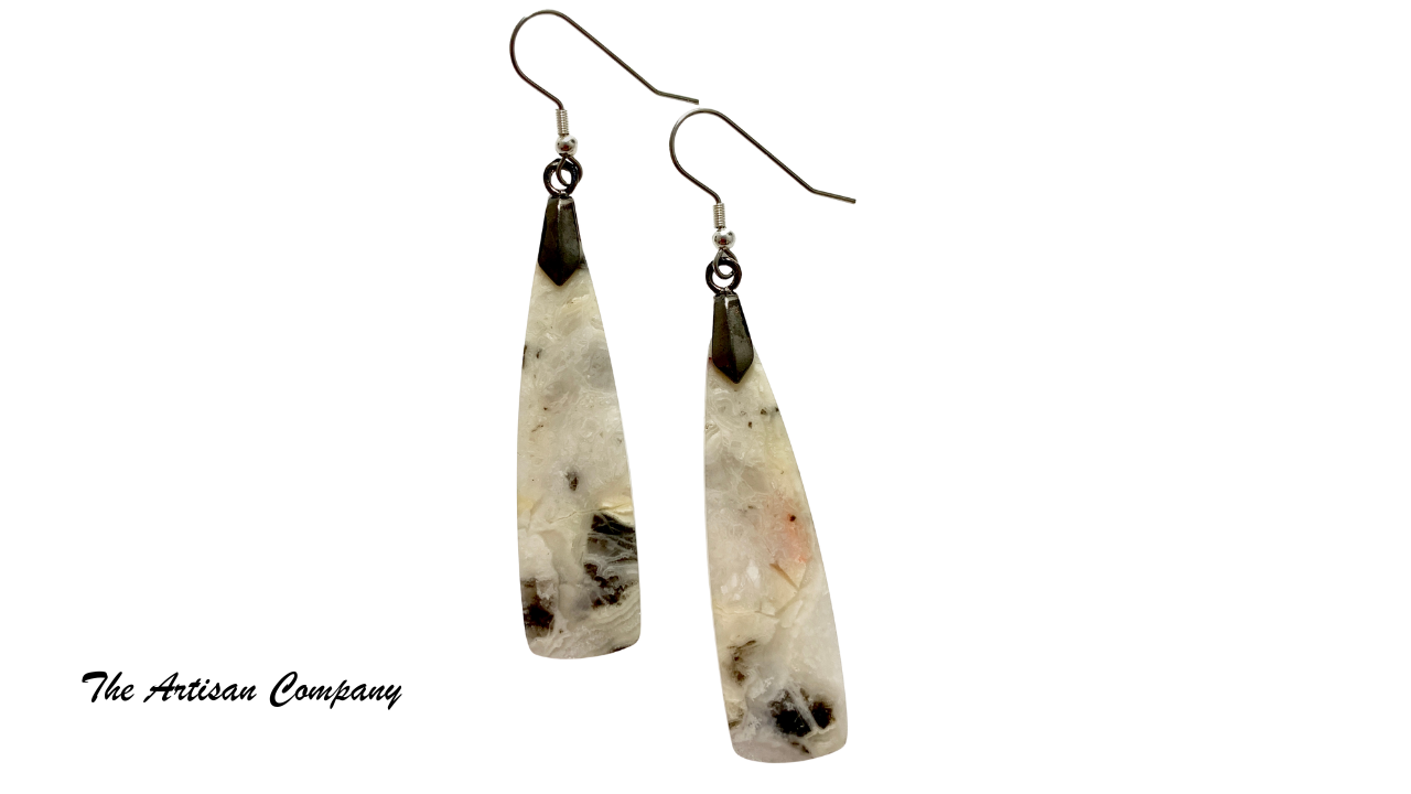 Crazy Lace Agate Long Slab Earrings (Mexico)