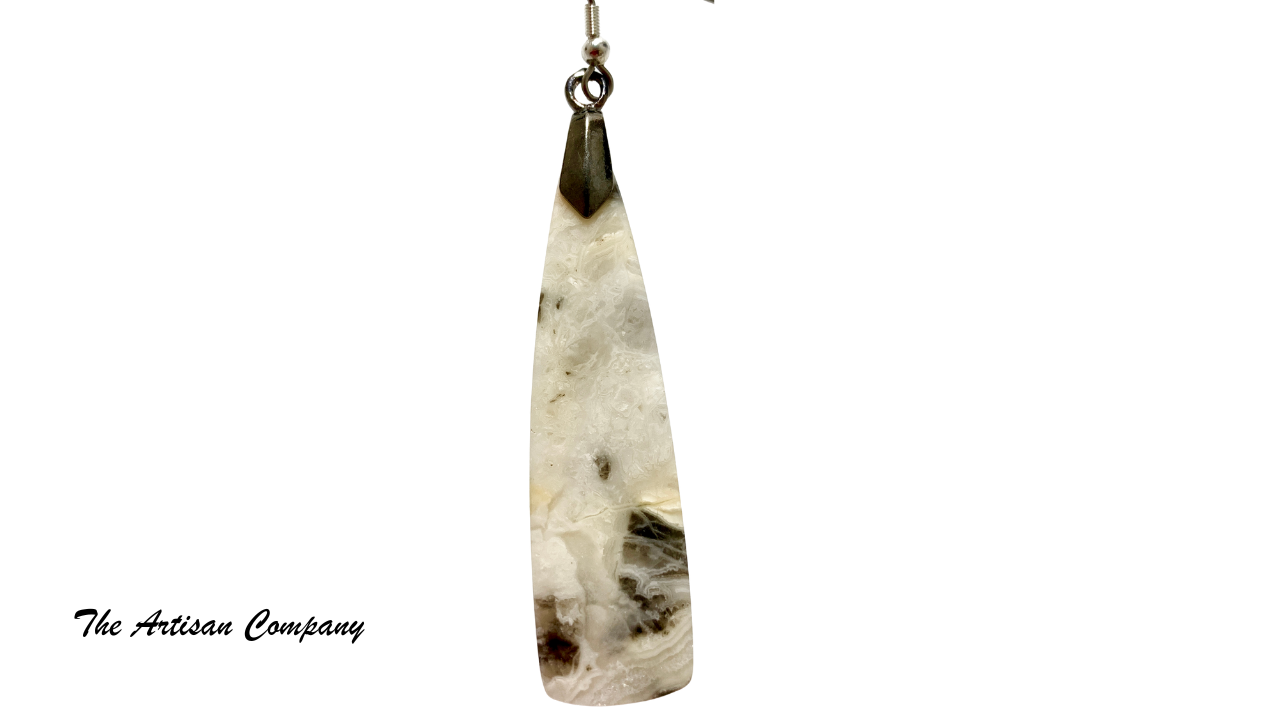 Crazy Lace Agate Long Slab Earrings (Mexico)