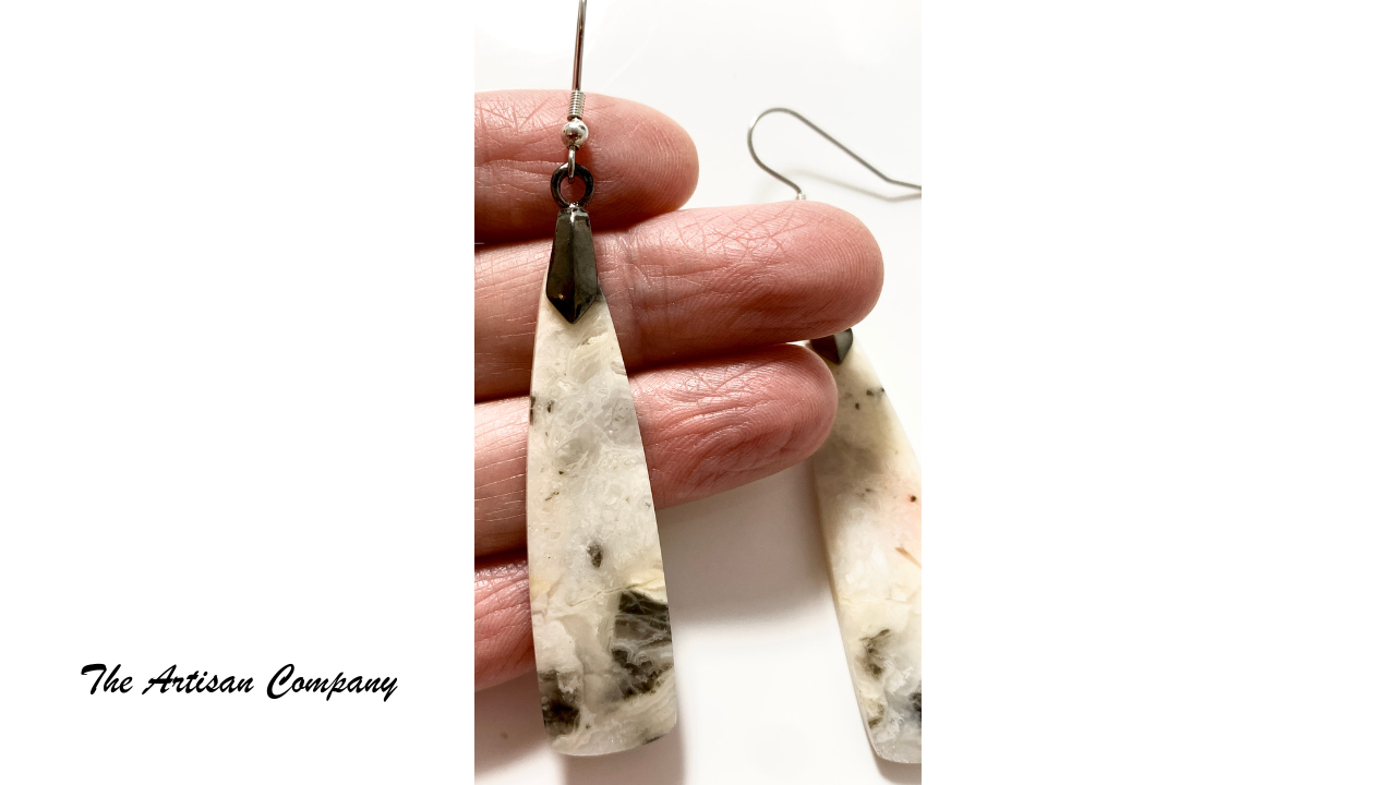 Crazy Lace Agate Long Slab Earrings (Mexico)