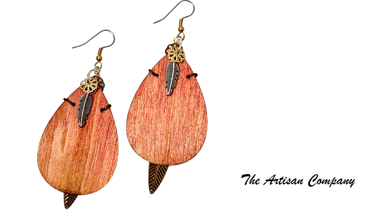 Custom Dyed Balsa Wood Earrings - Earth Tones