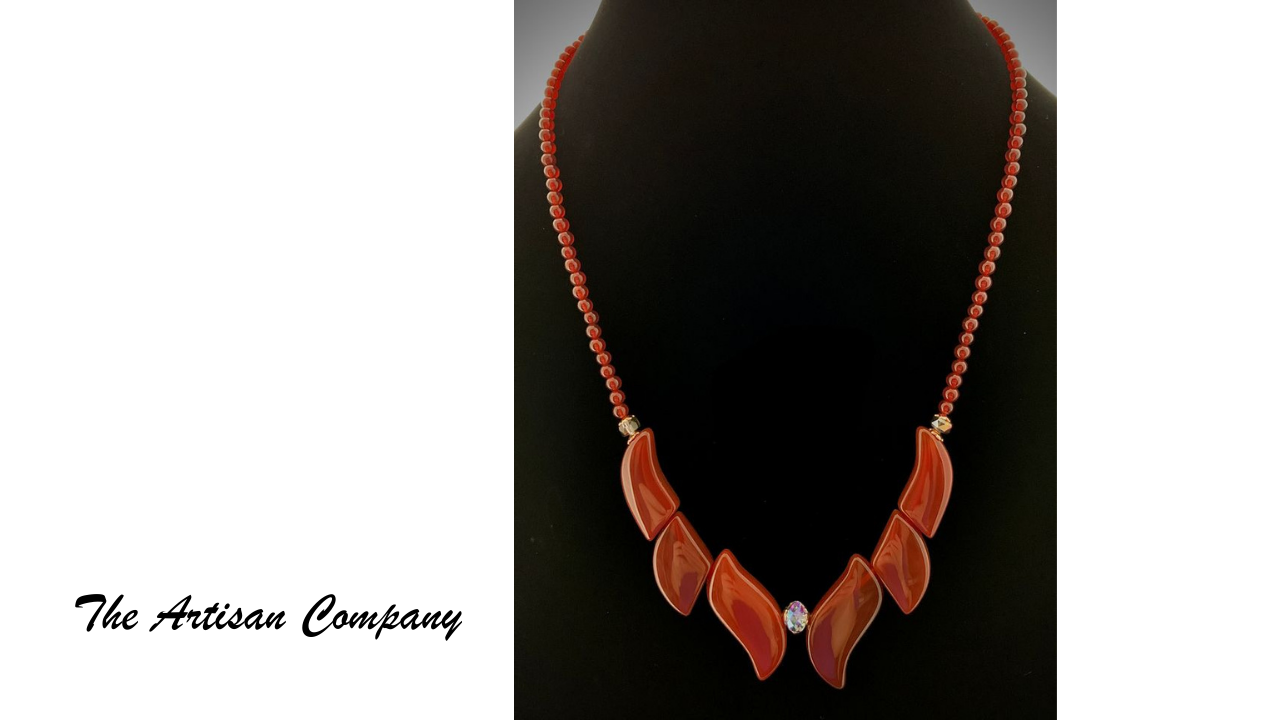 Cut Carnelian Stone Fan Necklace