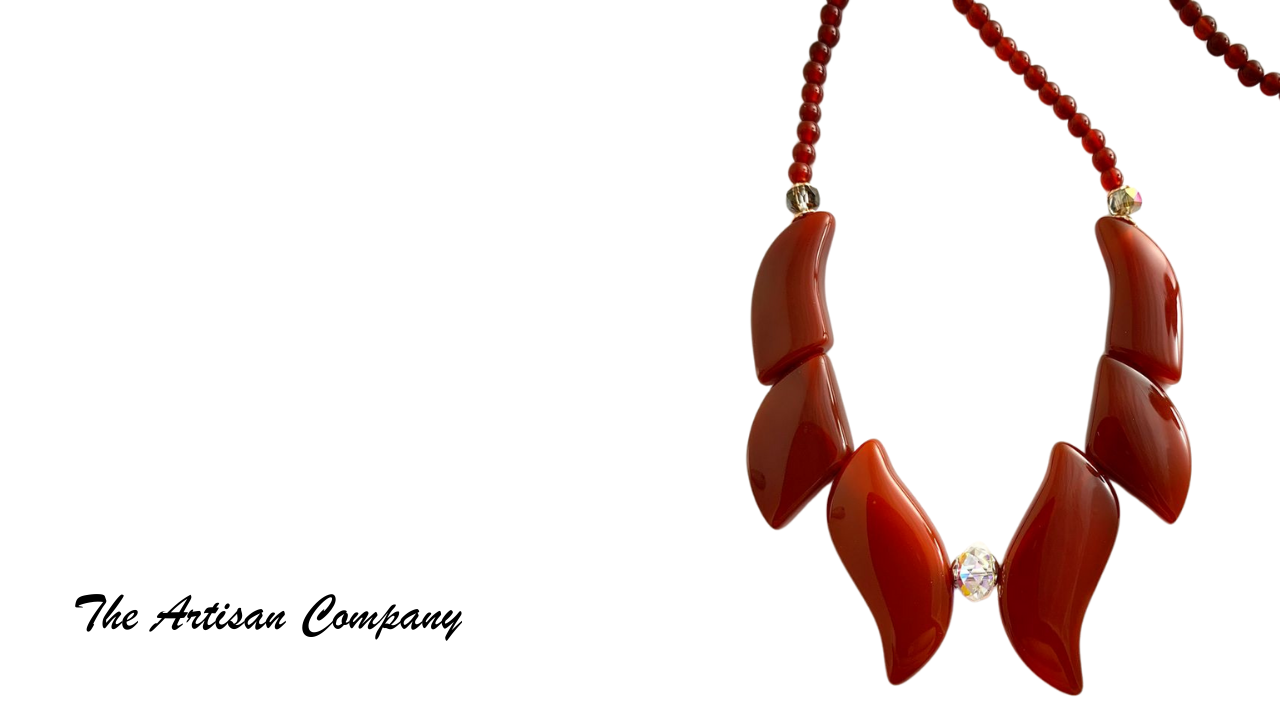 Cut Carnelian Stone Fan Necklace