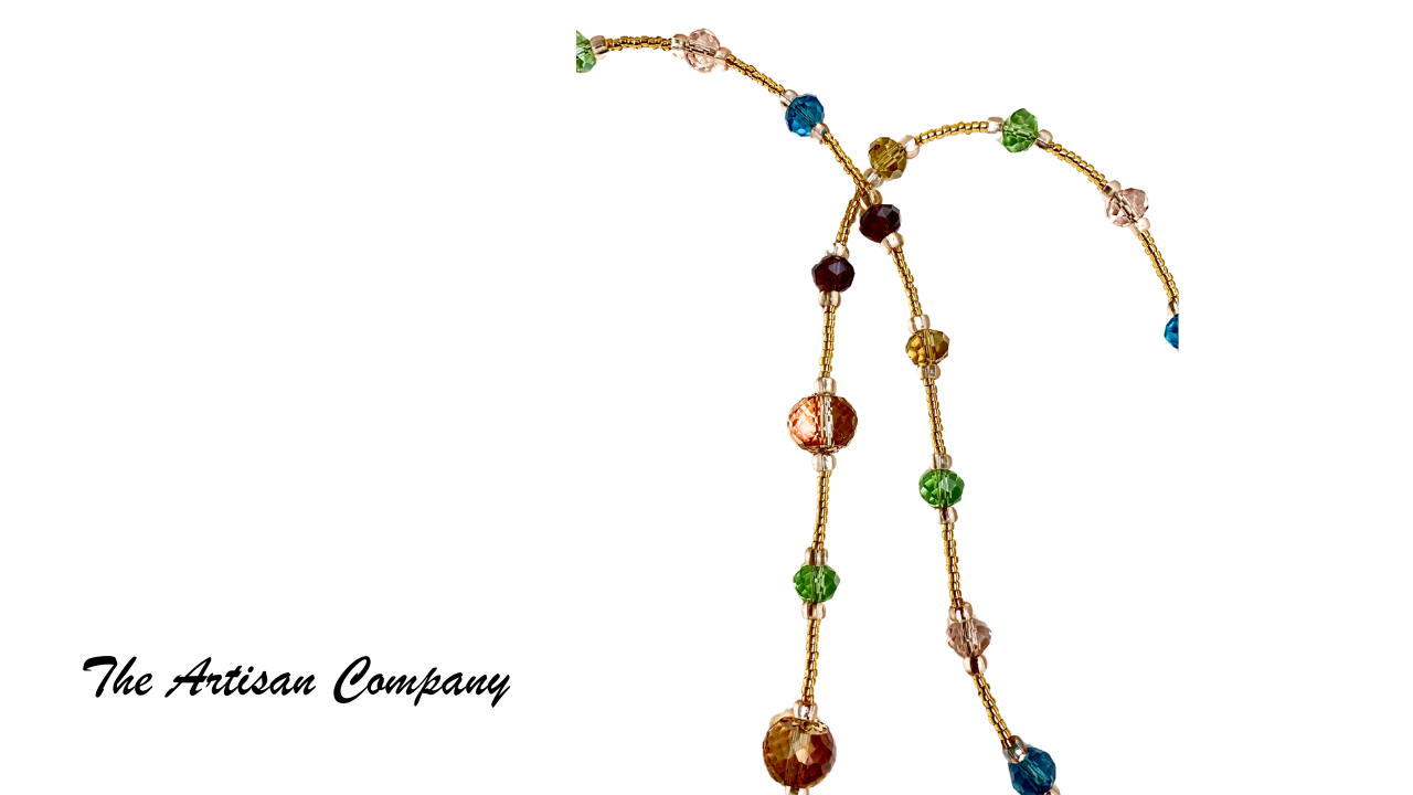 Czech Cut Glass and Gold Seed Bead Necklace