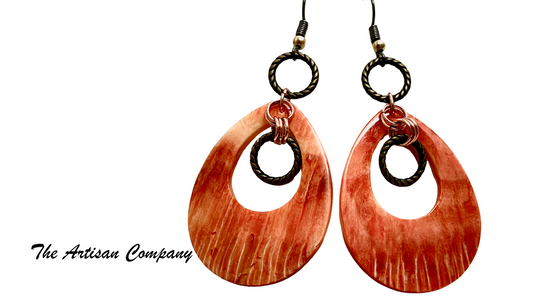 Designer Red Orange Spiny Oyster Earrings