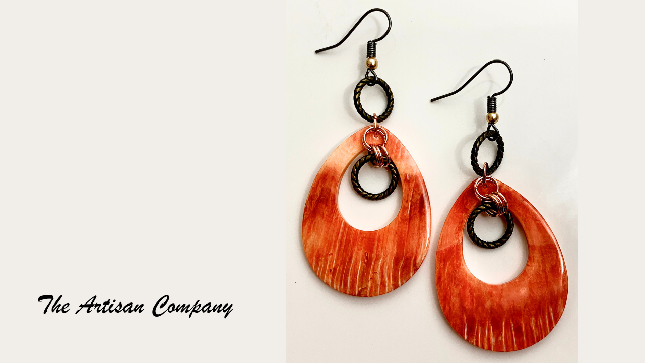 Designer Red Orange Spiny Oyster Earrings