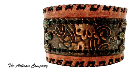 Distressed Cowhide & Copper Bracelet