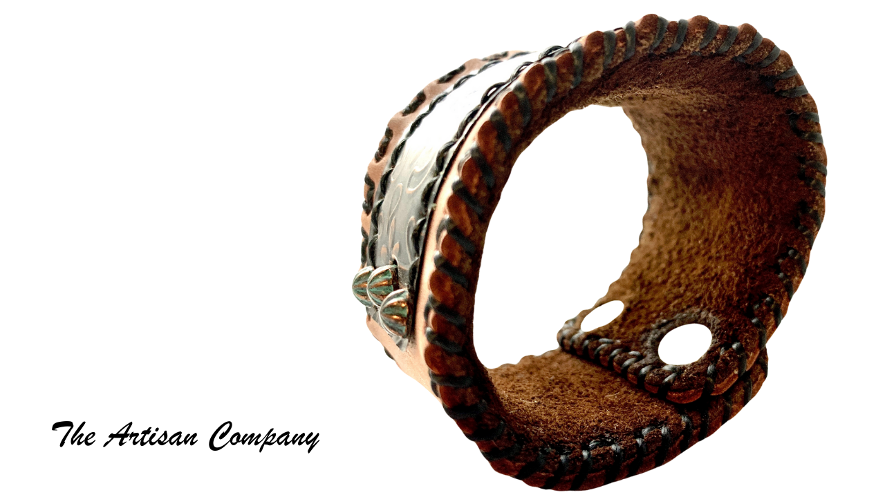 Distressed Cowhide & Copper Bracelet