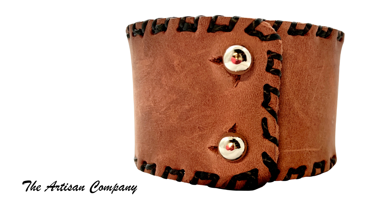 Distressed Cowhide & Copper Bracelet