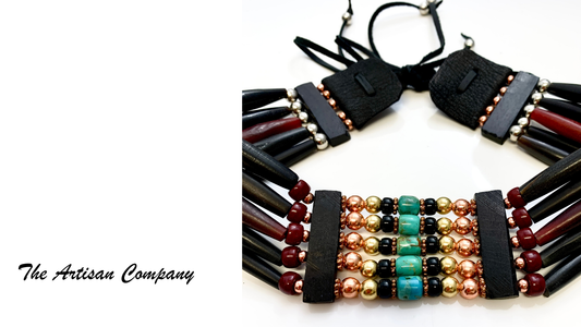 Five Strand Buffalo Horn Choker with Turquoise