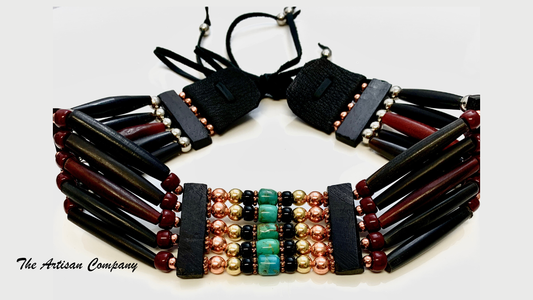 Five Strand Black Buffalo Horn Turquoise Choker