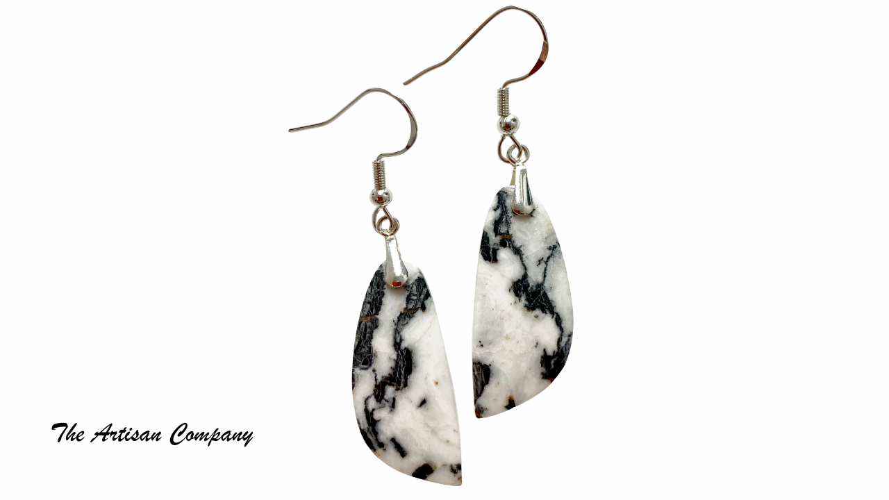 Rare Freeform White Buffalo Stone Earrings (Nevada)