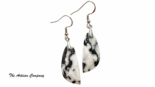 Rare Freeform White Buffalo Stone Earrings (Nevada)