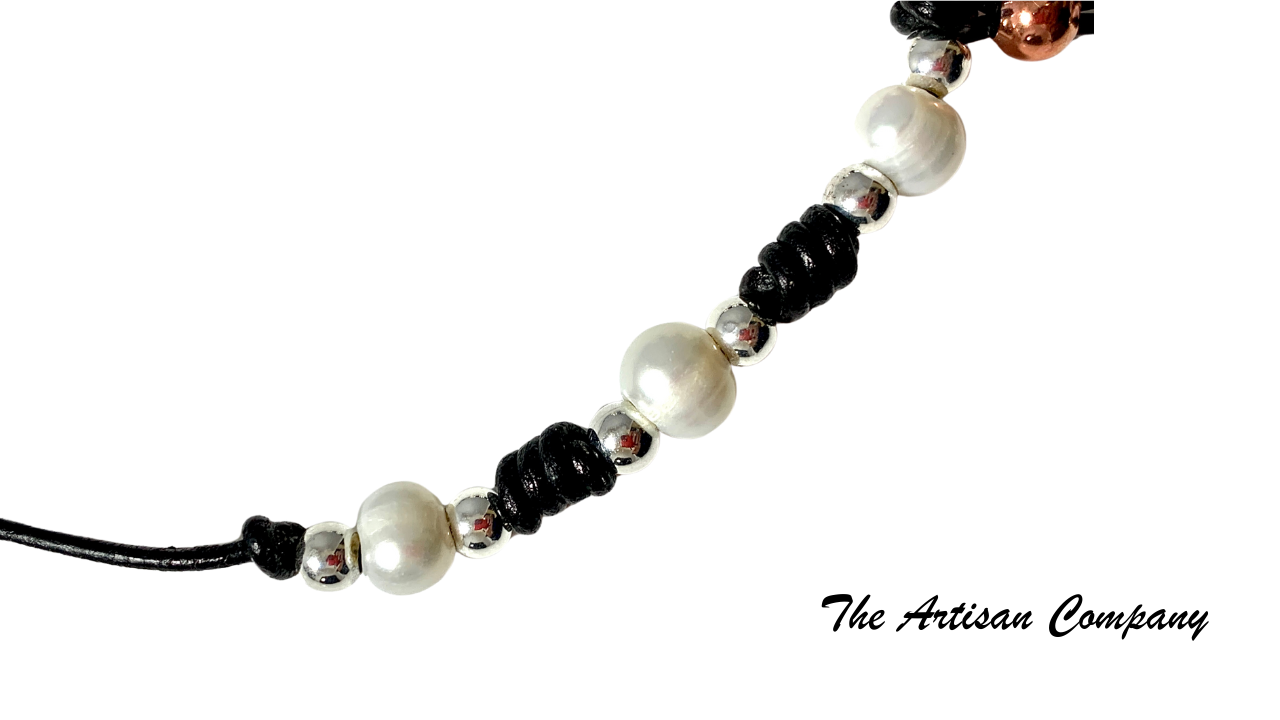 Freshwater Pearl and Leather Necklace