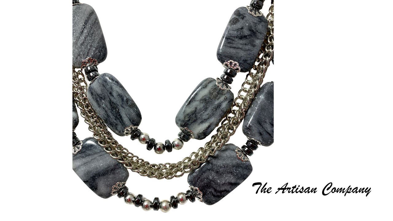 Gray Marble with Chain Necklace