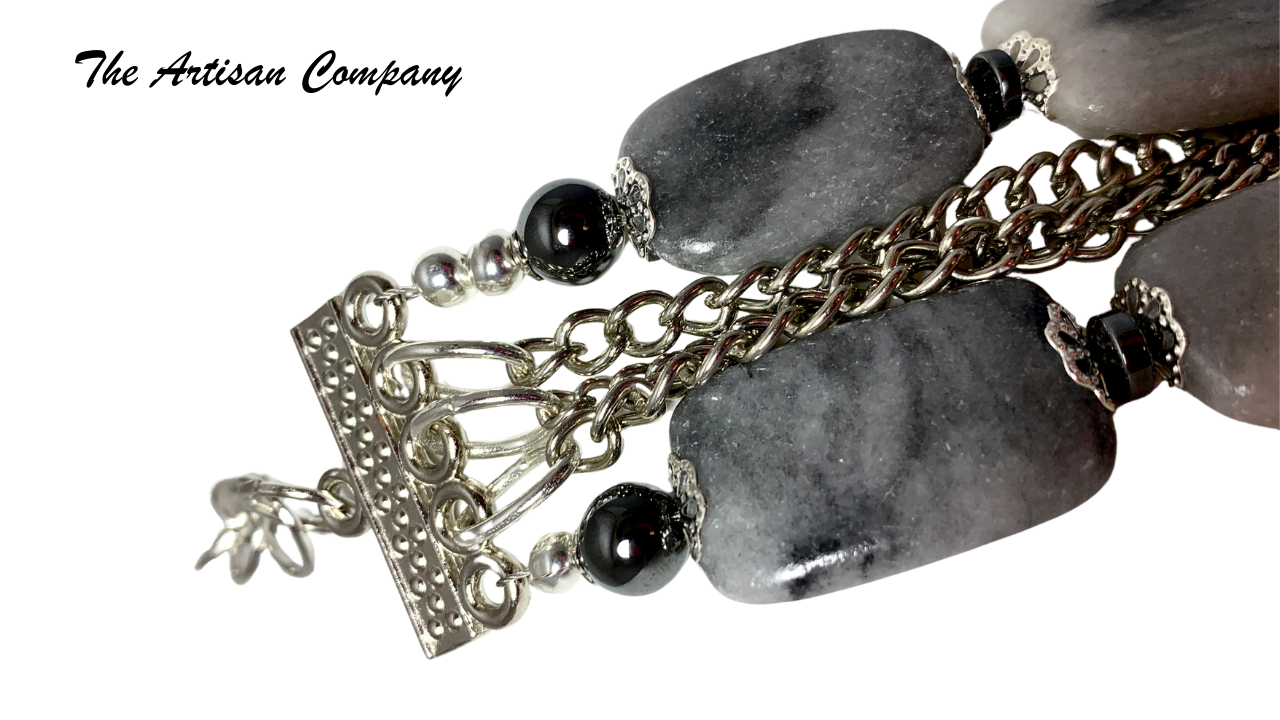 Gray Marble with Chain Necklace