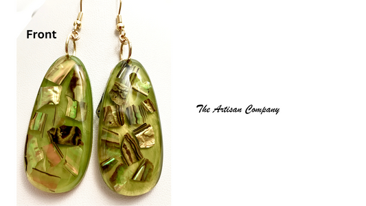 Green Acrylic & Shell Earrings