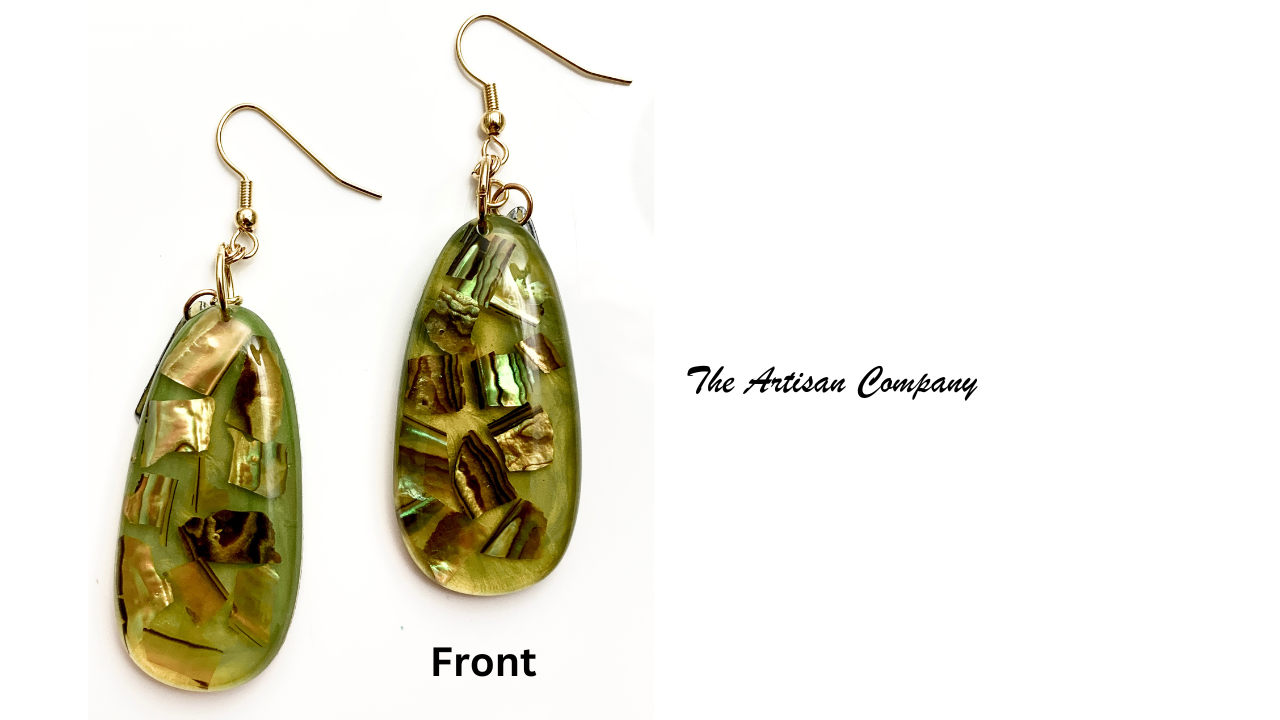 Green Acrylic & Shell Earrings