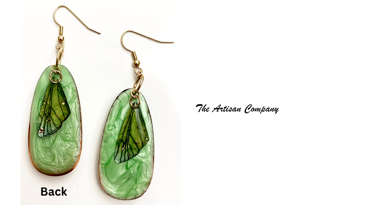 Green Acrylic & Shell Earrings