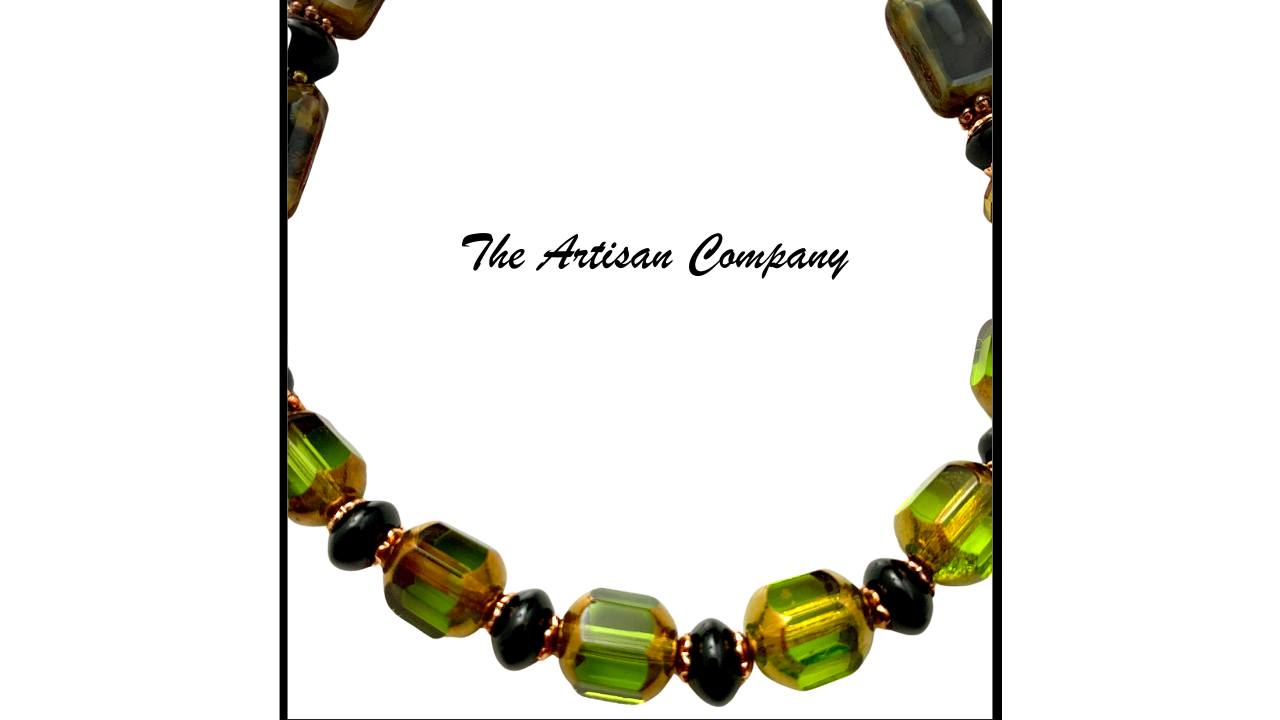 Green Cathedral Cut Czech Glass Necklace