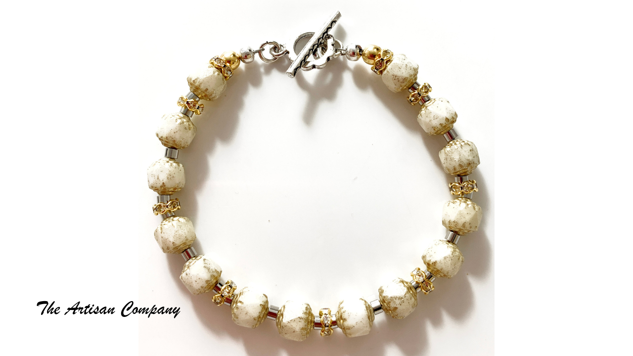 Ivory Mercury Cathedral Bead Bracelet