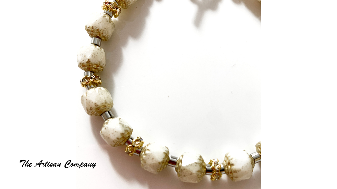 Ivory Mercury Cathedral Bead Bracelet