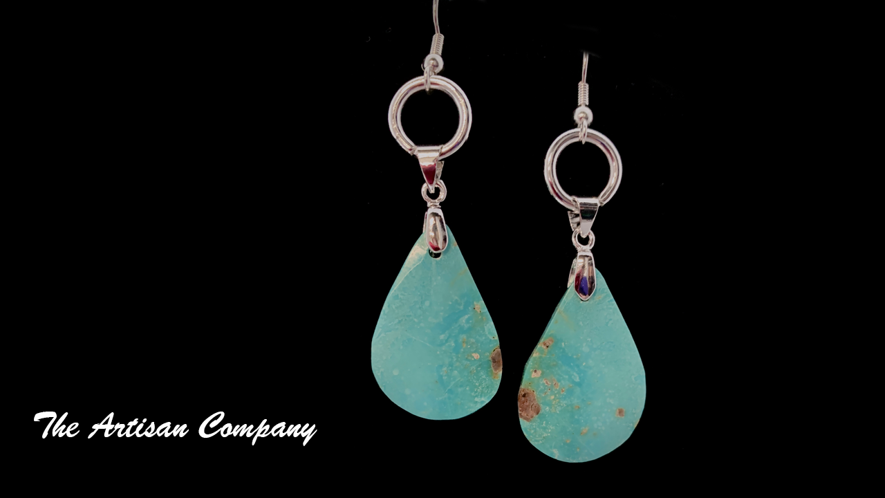 Kingman Turquoise Tear Drop Earrings