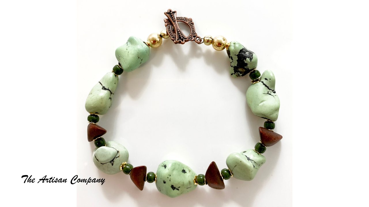 Large Chunky Light Green Turquoise Bracelet