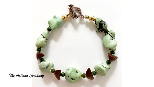 Large Chunky Light Green Turquoise Bracelet