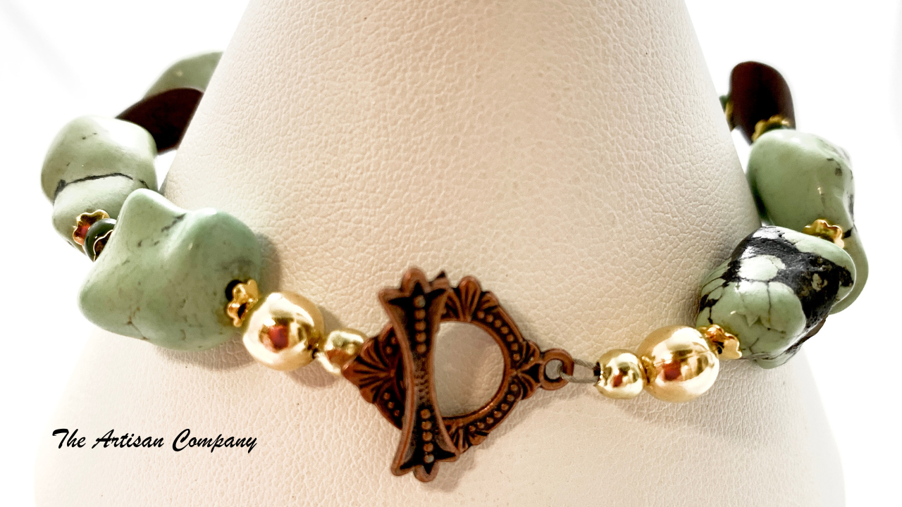 Large Chunky Light Green Turquoise Bracelet