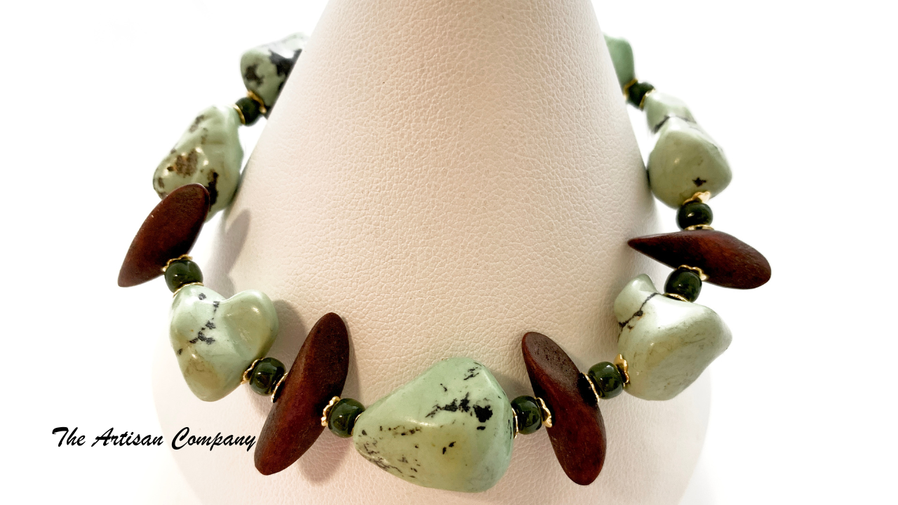 Large Chunky Light Green Turquoise Bracelet