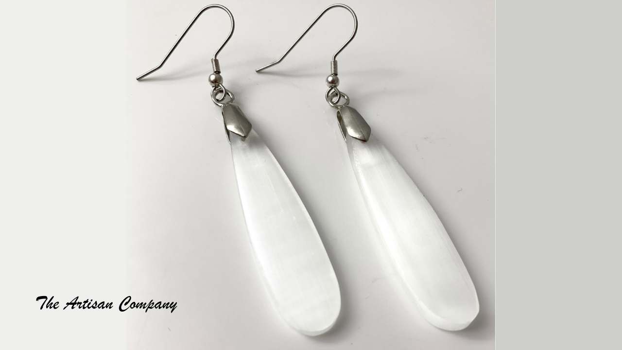Large Selenite Drop Earrings