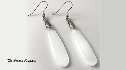 Large Selenite Drop Earrings