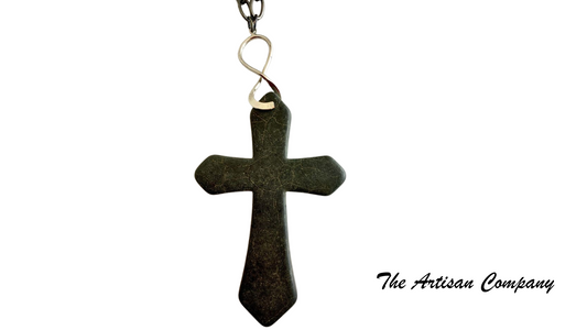 Matte Black Magnesite Stone Cross Necklace