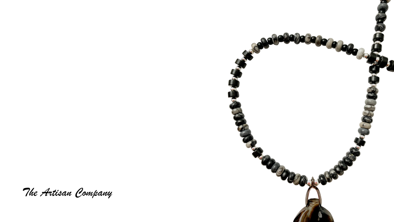 Mens Agate and Black Jasper Necklace