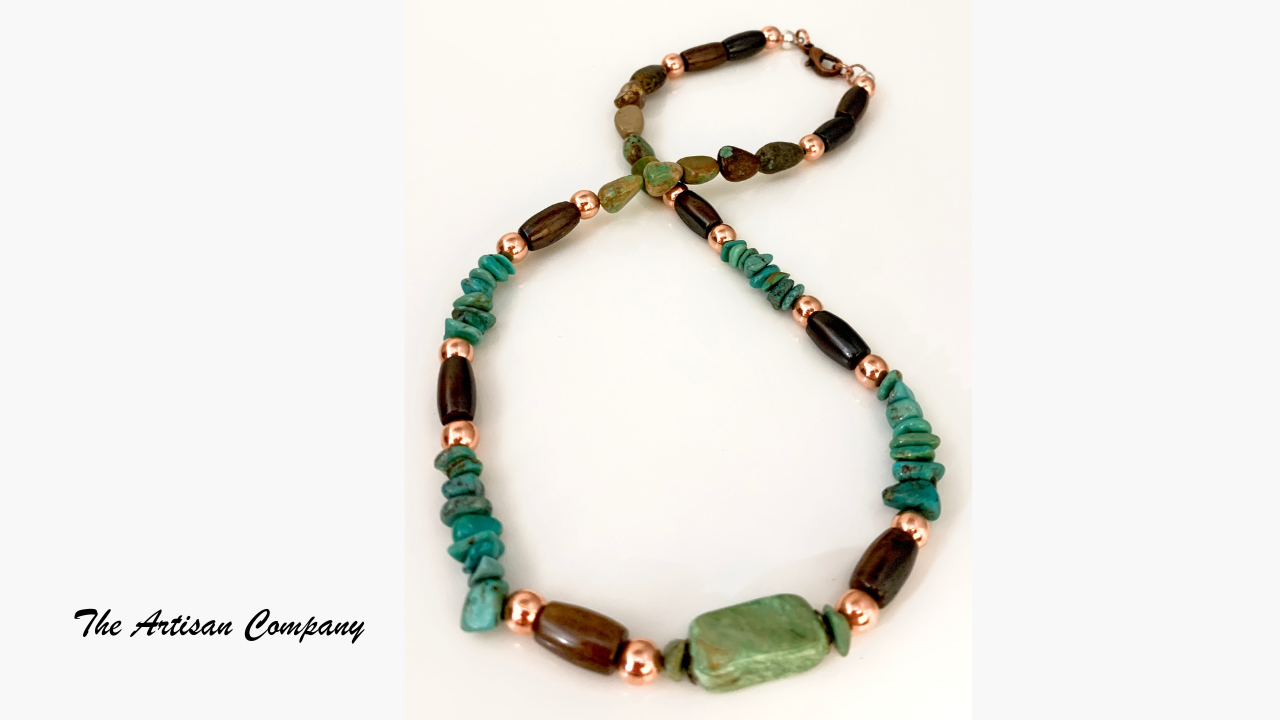 Mens Turquoise and Bone Necklace