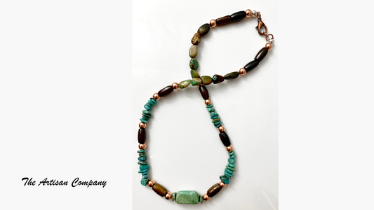 Mens Turquoise and Bone Necklace