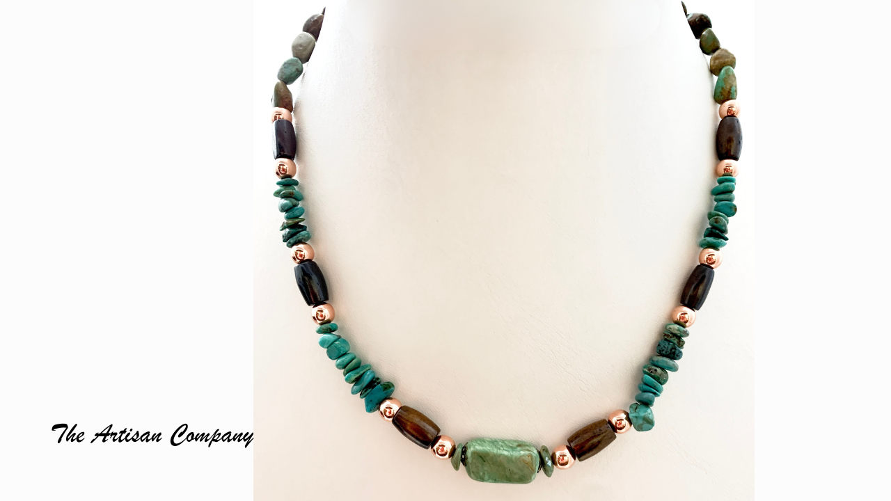Mens Turquoise and Bone Necklace