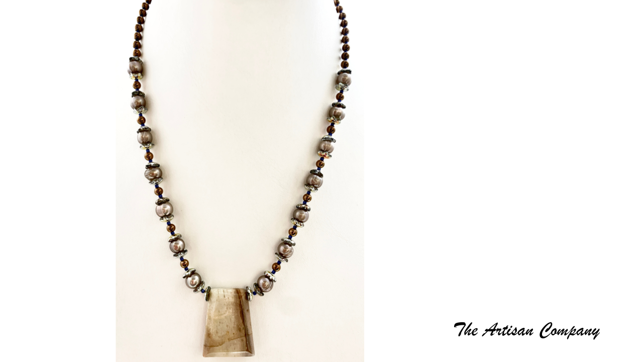 Mocha Pearl & Agate Stone Necklace