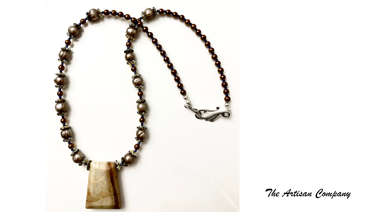 Mocha Pearl & Agate Stone Necklace