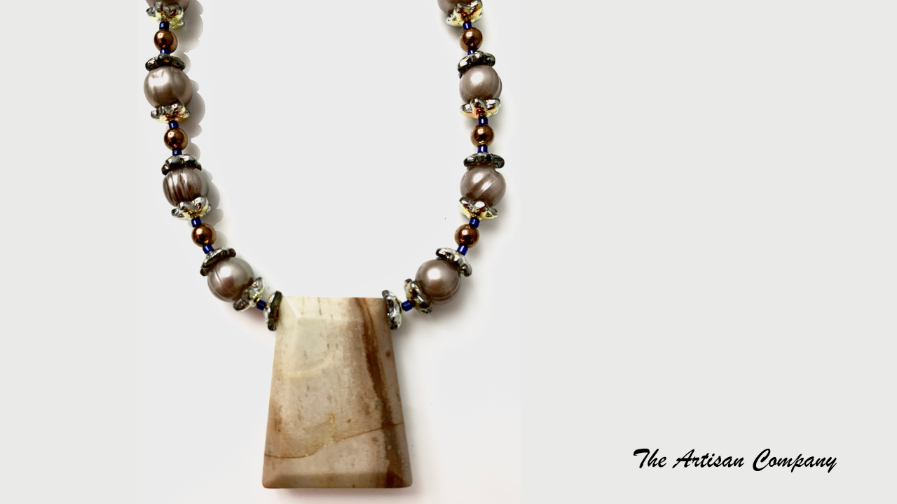 Mocha Pearl & Agate Stone Necklace