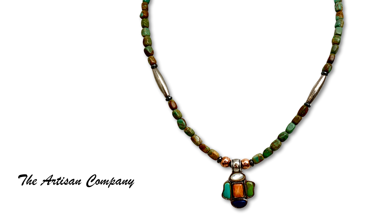 Multi-Stone Pendant and Turquoise Necklace