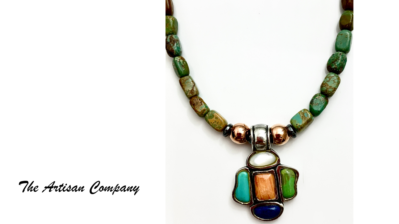 Multi-Stone Pendant and Turquoise Necklace