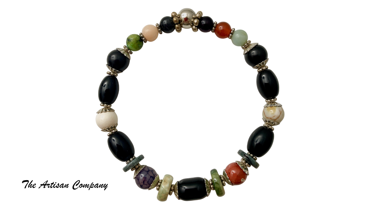 Multi-stone Stretch Bracelet with Jet Stone