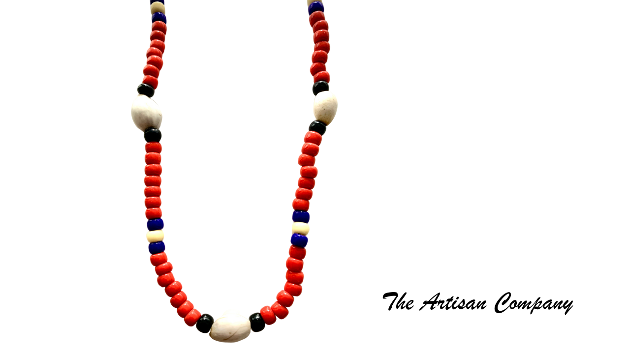 Native Corn Bead "Tear Bead Necklace - Red