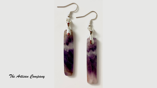 Natural Amethyst Rectangle Earrings