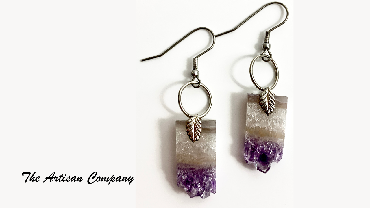 Natural Amethyst Slice Earrings