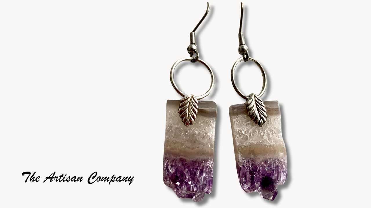 Natural Amethyst Slice Earrings