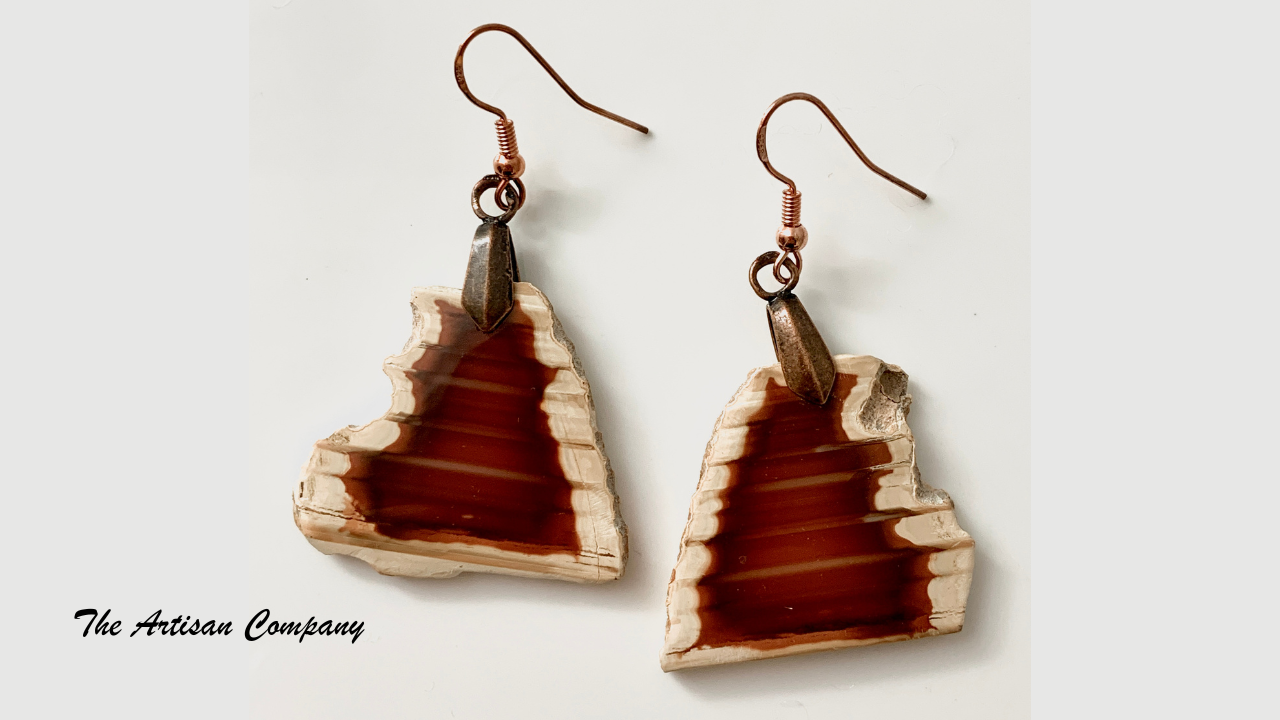 Natural Edge Carnelian Agate Slab Earrings
